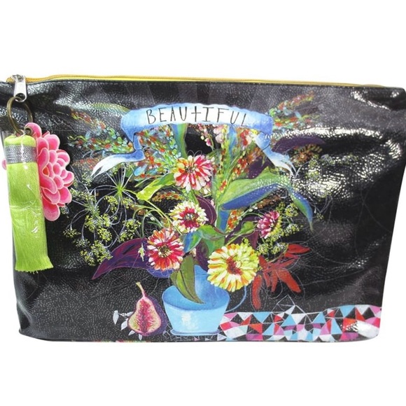 Papaya Zen Flower Arrangement “Beautiful” Large Makeup or Accessory Travel Bag - Picture 1 of 10